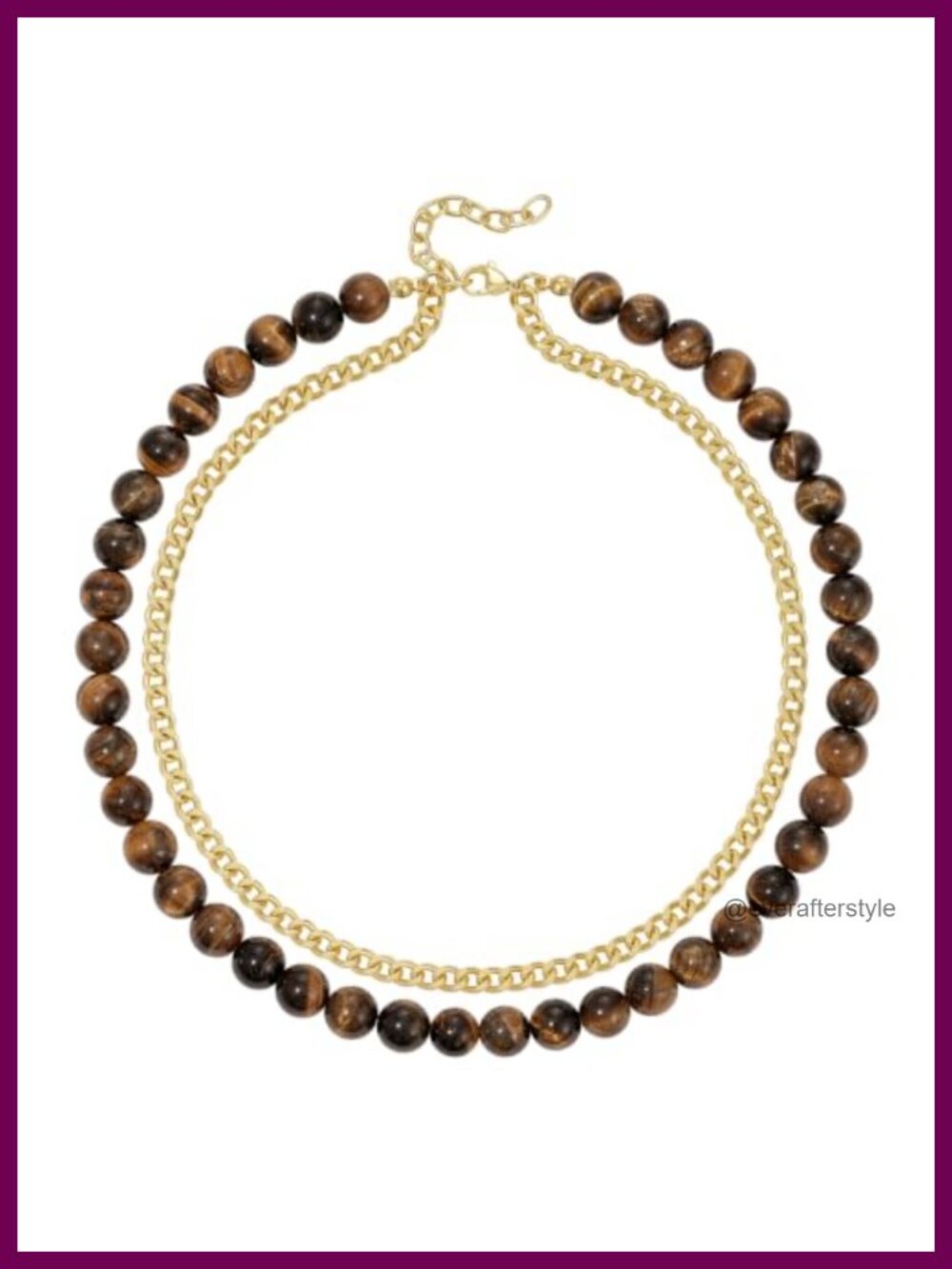 Layered Gemstone Bead Choker Necklace for Women, Natural Stone 14K Gold Plated